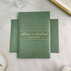 Dark Green Trifold Hardcover Wedding Invitation Set Elegant clear Acrylic and RSVP Card Faire <strong>Part</strong> De Mariage Luxe Modern Invite - Product Image 5