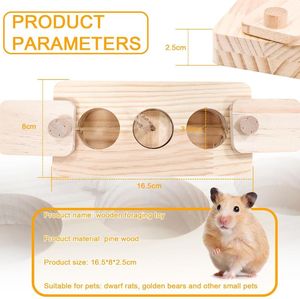 Çok Fonksiyonlu Ahşap El Sanatları 3'ü 1 Arada Hamster Zenginleştirme Oyuncakları Küçük Hayvanlar İçin Ahşap Gine Domuzu Yem Arama Oyuncakları - Product Image 2