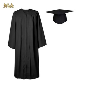Toga <span class=keywords><strong>de</strong></span> Graduación Universitaria al por Mayor OEM, Toga y Birrete <span class=keywords><strong>de</strong></span> Graduación Negro Mate para Adultos - Product Image 1