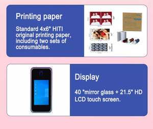 Cabina de fotos de <span class=keywords><strong>espejo</strong></span> mágico con pantalla táctil de 40 pulgadas con impresora Cabina de fotos de alta tecnología a la venta - Product Image 4
