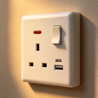 Prise murale OEM en gros avec interrupteur blanc, charge rapide USB Type C, 13A, pour panneau électrique