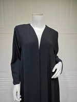 Robe longue ouverte noire à dos fleuri et perles, style cardigan, vêtement islamique Abaya Kaftan, manches chauve-souris, été, quotidien, personnalisable, en polyester