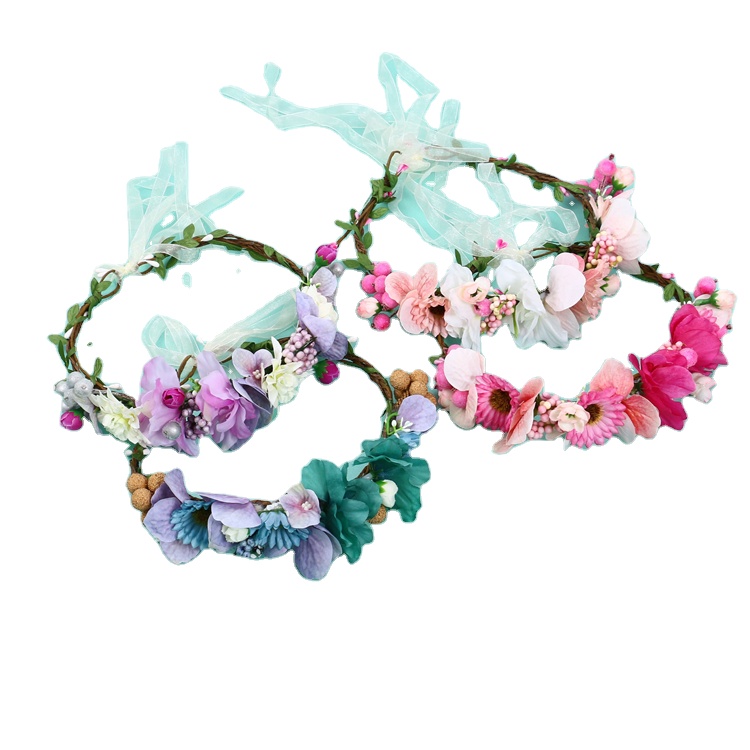 Bohemian bridal hair wreath flower headbands big flower headband crown flower crowns for women