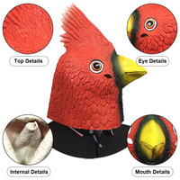 Masque amusant en latex tête de perroquet rouge pour Halloween, fête, cosplay, jeux de rôle, personnalisé