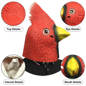 Máscara Divertida de Cabeza de Loro Rojo de Látex, Máscara de Animal para Disfraces de Halloween, Cosplay, Juegos de Rol, Personalizada - Product Image 5