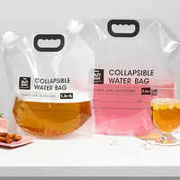 Vente en gros en stock sac d'emballage transparent de conteneur de stockage d'eau d'urgence liquide 3l 5l pochette à bec debout avec poignée