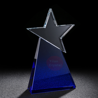Trophée étoile en cristal gravé à la main, tendance mode, récompenses vierges avec boîte cadeau pour récompense de fin d'année de l'entreprise, souvenir