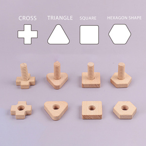 Tuercas de tornillo Unisex para niños, Educación Temprana, forma geométrica, bloques de construcción, tornillo de madera para bebés, juguete, ayuda para la enseñanza - Product Image 2