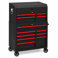 Armoire à outils mobile robuste en acier, à ouverture rabattable, avec serrure à clé, capacité de 250 kg, poignée latérale, double verrouillage, roulettes industrielles