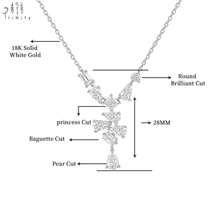 Collier moderne intemporel en or blanc massif 18 carats avec grappe de diamants de formes variées, bijoux raffinés pour occasions formelles - Product Image 4