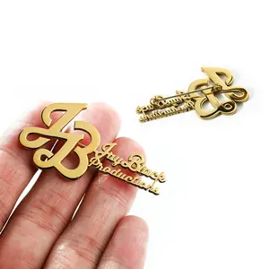 custom logo gold sliver safety pin rhinestone metal luxury designer women fashion jewelry brooches/custom brooch pin