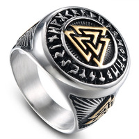 Anillo Hombre Vikingo Celta Nudo Geometrico Grabado Aleacion Zinc Vintage Nordico Joyeria Mayorista Proveedor Yiwu Plata Oro