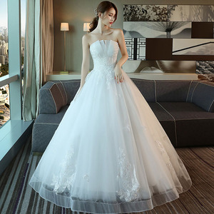 2023 New <strong>White</strong> Tube Top Lace Simple <strong>Fairy</strong> Style Sen Wedding <strong>Dress</strong> - Product Image 5