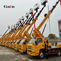 Camion-grue à mât vertical monté sur camion de 10-20 m avec nacelle, 24 fonctions hydrauliques, grue à flèche télescopique à 4-5 sections