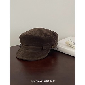 Gorro de pintor de ante camel para mujer, gorra de terciopelo para primavera y otoño, sombrero de moda que estiliza el rostro - Product Image 2
