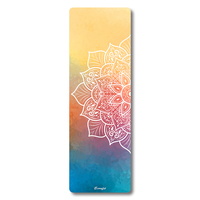Imprimé personnalisé Mandala Lotus Eco caoutchouc naturel violet violet couleur végétalien PU tapis de Yoga poignée supplémentaire pour le Yoga chaud