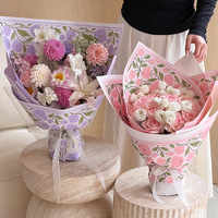 Kertas Pembungkus Bunga Mewah Gaya Taman Mawar Korea, Kertas Pembungkus Buket Bunga Tahan Air untuk Florist