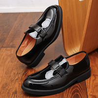 Mocassins à plateforme à lacets en cuir véritable avec semelle extérieure en caoutchouc antidérapante, doublure en coton respirant et amortissante