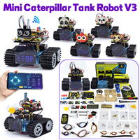 Kit de robot tank éducatif STEM amélioré Keyestudio V3, kit de robotique programmable STEM, mini robot tank chenille pour Arduino