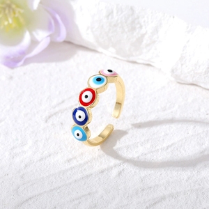Anillos Ajustables de Aleación con Ojo Turco de Esmalte Colorido y Baño de Oro, Joyería <span class=keywords><strong>Boho</strong></span> de Moda, Regalo, Venta Caliente - Product Image 3