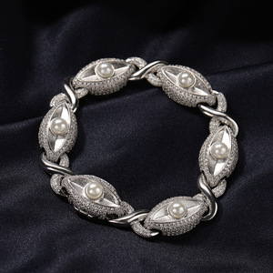Collar Infinito con <span class=keywords><strong>Ojos</strong></span> de Perla Incrustados, Joyería Hip Hop Rap Vintage, Cadena con Eslabones Infinitos con <span class=keywords><strong>Ojos</strong></span> de Circonita Cúbica para Hombre - Product Image 6