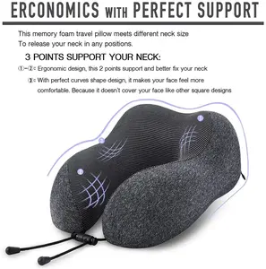 PT Hot Sale Memory Foam U-Shaped Neck Pillow For Travel Travel Pillows For Sleeping Airplane Neck Pillow