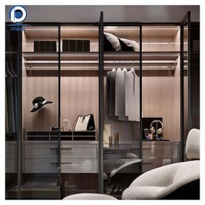 Porte <span class=keywords><strong>en</strong></span> verre avec cadre <span class=keywords><strong>en</strong></span> aluminium sur mesure, fabriquée <span class=keywords><strong>en</strong></span> Chine, moderne et haut de gamme, pour dressing intégré <span class=keywords><strong>en</strong></span> métal pour villa - Product Image 5