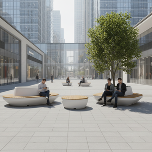 Modern Outdoor GRC Tree <b>Bench</b> Anti-Corrosion Planter <b>Seat</b> for Park & Mall Plaza Public <b>Benches</b> - Product Image 4