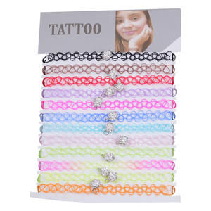 Mode Européenne Femmes Doux <span class=keywords><strong>Tatouage</strong></span> Coloré Ligne De Pêche Collier Élastique <span class=keywords><strong>Cou</strong></span> Chaîne 12pcs En Gros N25155 - Product Image 1
