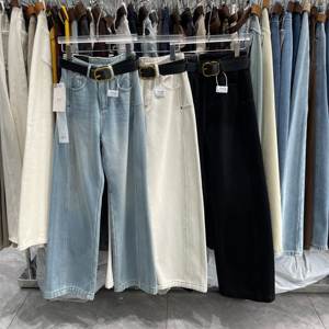 Fabricants en gros de jeans larges à taille <span class=keywords><strong>mi</strong></span>-haute pour femmes, lavables et résistants à la décoloration, vêtements pour femmes, Ropa De Mujer - Product Image 2