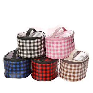 Buffalo Plaid Voyage PU Cosmétique Sac Maquillage Brosse Cosmétique Sac De Rangement Japon et Corée Du Sud Portable Zipper Sac De Lavage