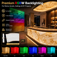 Feuille LED RGBW 4-en-1 flexible pour rétroéclairage de pierre, lumière blanche uniforme sous la pierre, panneau LED découpable