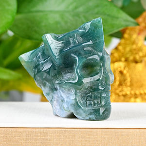 Jaspe océanique naturel crânes de roi kulls en cristal sculptant pour la décoration - Product Image 4