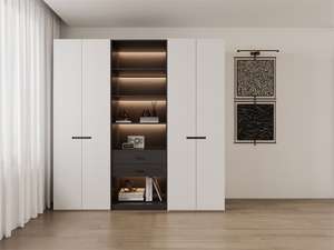 Armadio Doppio Contemporaneo con Ante a Specchio a Tutta Altezza, Progettato per lo Stoccaggio in Camere Condivise - Product Image 3