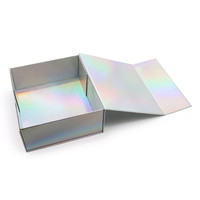 Boîte cadeau pliante de luxe rigide en carton argenté haut de gamme, personnalisable avec impression UV/estampage à chaud, taille et logo sur mesure