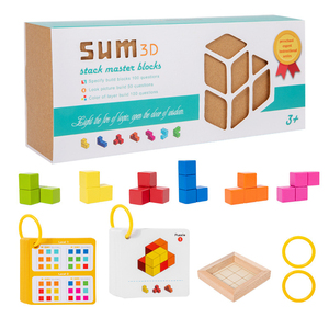 Jeux de blocs de construction en bois Montessori pour garçons, filles, enfants, jouets de sol, puzzle 3D familial, blocs de construction en bois colorés - Product Image 5