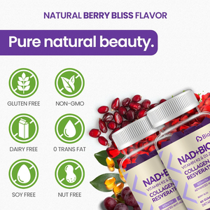 Bioflex tự nhiên NAD Biotin Collagen Resveratrol chống oxy hóa chống lão hóa bổ sung khỏe mạnh tóc móng tay & da gummy vitamin D3 K2 - Product Image 5
