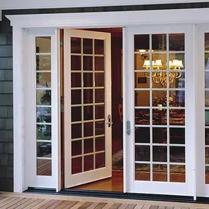 Puertas Francesas de Vidrio Simple o Doble <span class=keywords><strong>con</strong></span> Paneles Laterales, Diseño de Rejillas de Estilo Europeo, Insonorizadas - Product Image 1