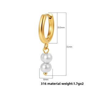 Boucles d'oreilles pendantes baroques en perles d'eau douce, bijoux de demoiselle d'honneur, en acier inoxydable plaqué or 18 carats, boucles d'oreilles créoles pour femme - Product Image 2
