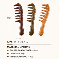 Peigne Gua Sha en bois de santal naturel personnalisé avec logo, à dents larges, masseur de cuir chevelu, outils de massage des méridiens pour la tête, les cheveux et le corps, OEM