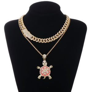 Vente entière Pendentif tortue en <span class=keywords><strong>diamant</strong></span> hip hop <span class=keywords><strong>à</strong></span> la mode avec collier chian cubain pour hommes et femmes - Product Image 1