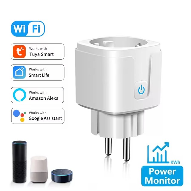 Tuya Wifi Smart Plug 16A Smart Home Outlet Socket EU 3500W with Power Monitor Function Supports Alexa Alice Google