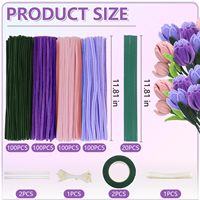 400 pièces nettoyeurs de tuyaux artisanat bricolage Kit de nettoyeurs de tuyaux tiges de chenille pour bricolage Kit de fabrication de fleurs avec fils floraux ruban d'étamine
