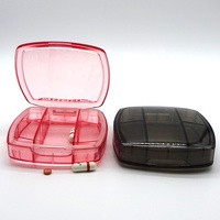 Mini étui à pilules Portable rouge Transparent à 5 compartiments