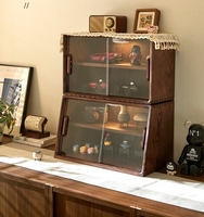 Meuble de rangement multifonctionnel à double niveau en bois de hêtre massif, type buffet, avec étagère anti-poussière