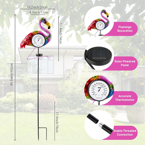 Thermomètre d'extérieur Art <span class=keywords><strong>Deco</strong></span> Flamingo avec piquet de <span class=keywords><strong>jardin</strong></span> en métal et fonction de suspension artisanale imperméable pour le <span class=keywords><strong>jardin</strong></span> - Product Image 3
