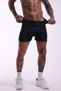 <b>Mens</b> Printed Cotton Boxer Briefs Black Soft Breathable Comfortable <b>Mens</b> <b>Trunks</b> Elastic Waistband Factory Supply - Product Image 4