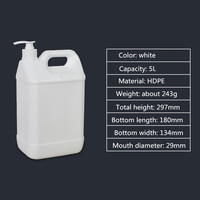 Bouteille en plastique HDPE carrée de 10 litres pour eau, alcool, huile, avec pompe, fabriquée en usine 1 2 3 4 5 6