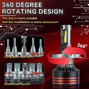 Phare LED pour voiture M8 Pro H1/H3/H4/H7/H11/9004-9007/880-881, ajustement universel, 12V 120W 10000 Lumens, température de couleur 6000K-6500K - Product Image 3