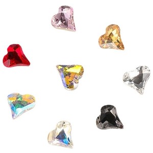 Strass 3D en forme de cœur colorés pour nail art, 8x9mm, dos plat, accessoires de bijoux DIY scintillants - Product Image 5